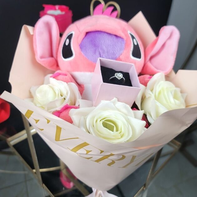 Bouquet stitch avec bague argent