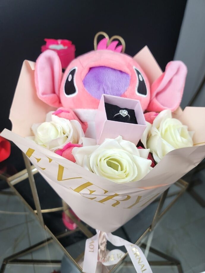 Bouquet stitch avec bague argent