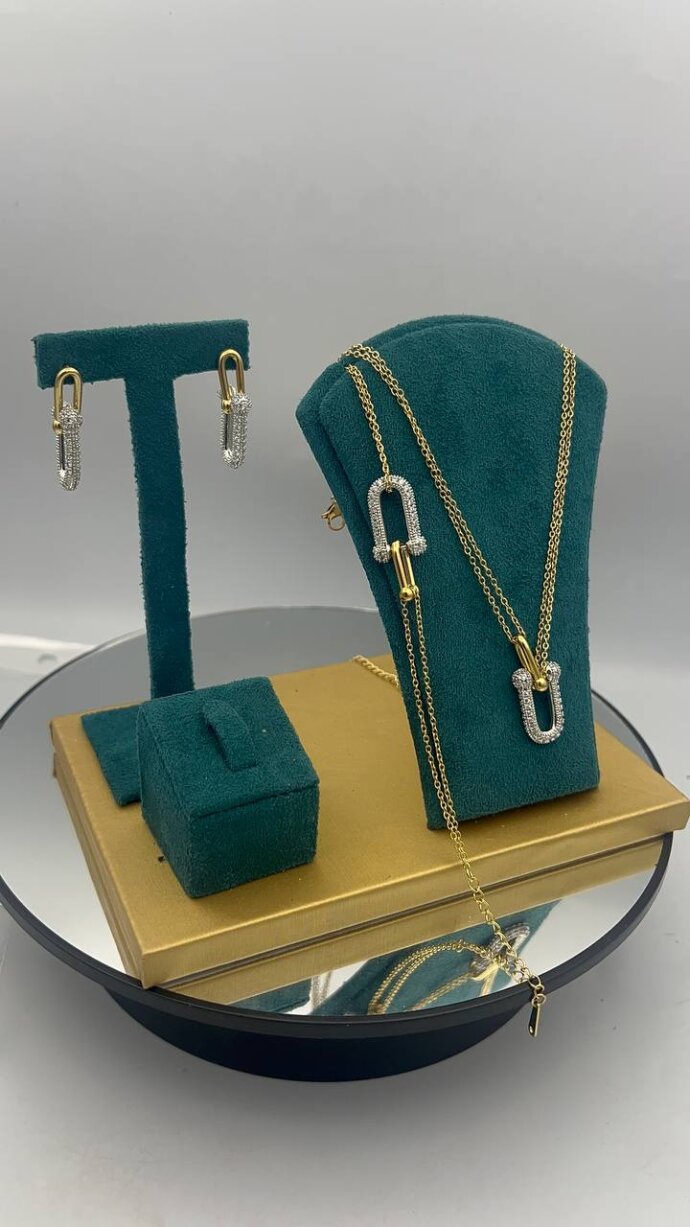 ⁦PARURE TIFFANY 3 PCS EN ACIER INOXYDABLE⁩ - الصورة ⁦2⁩