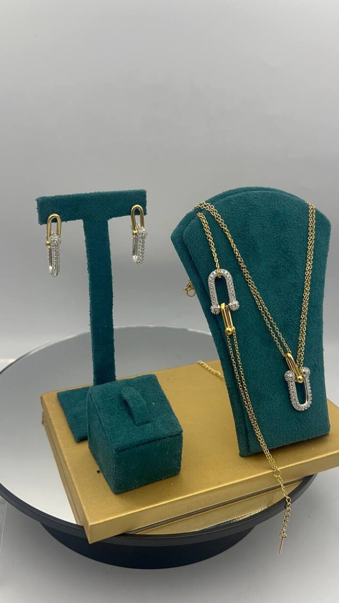 ⁦PARURE TIFFANY 3 PCS EN ACIER INOXYDABLE⁩ - الصورة ⁦4⁩
