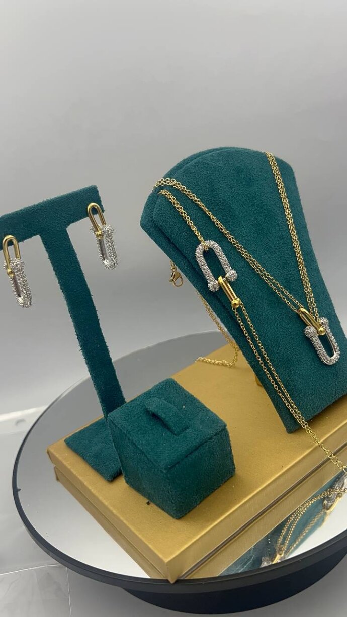 ⁦PARURE TIFFANY 3 PCS EN ACIER INOXYDABLE⁩ - الصورة ⁦3⁩